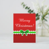 ブライトレッドクリスマスデザインカスタム文字 シーズンポストカード (スタンド正面)