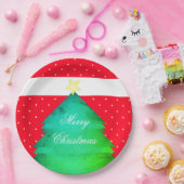 ブライトレッドクリスマスラージ紙プレート ペーパープレート (パーティー)