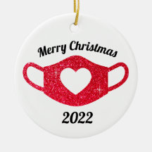 ブライトレッドグリッタースパークリーハート顔マスク2020