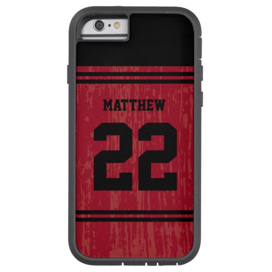 ブライトレッドスポーツジャージー番号iPhone 6 Case-Mate iPhoneケース (裏面)