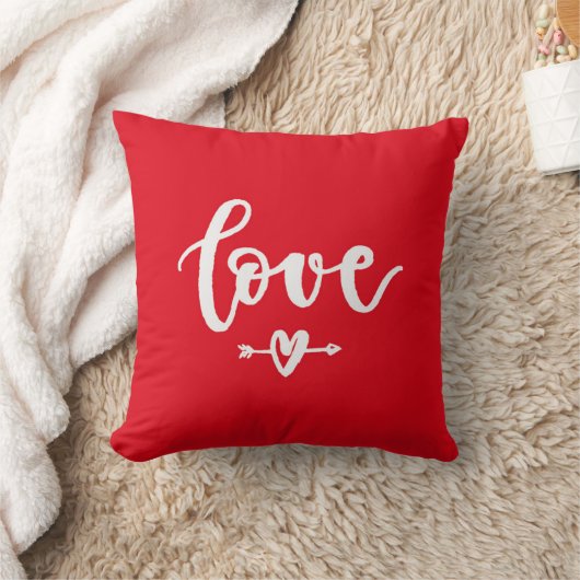 ブライトレッドタイポグラフィラブ装飾用クッション クッション (ブランケット)