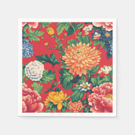 ブライトレッドチノワセリーフローラ スタンダードカクテルナプキン