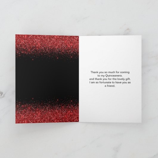 ブライトレッドドレスフェイクグリッターキンセアニェラ サンキューカード (内部)