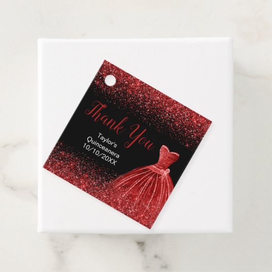 ブライトレッドドレスフェイクグリッターキンセアニェラ フェイバータグ (インサイチュ)