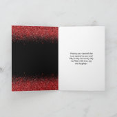 ブライトレッドドレスフェイクグリッタースウィート16誕生日 カード (内部)