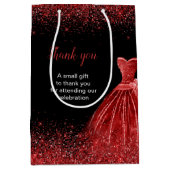 ブライトレッドドレスフェイクグリッタースウィート16誕生日 ミディアムペーパーバッグ (正面)