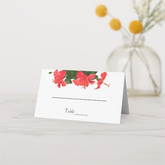 ブライトレッドハイビスカスフォールディング座席表 プレイスカード (正面)