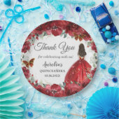 ブライトレッドフローラ牡丹蝶金ゴールドプリンセス ペーパープレート (パーティー)