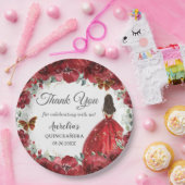 ブライトレッドフローラ牡丹蝶金ゴールドプリンセス ペーパープレート (パーティー)