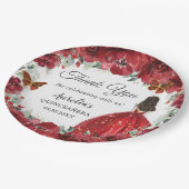 ブライトレッドフローラ牡丹蝶金ゴールドプリンセス ペーパープレート (アングル)