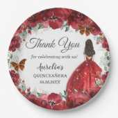 ブライトレッドフローラ牡丹蝶金ゴールドプリンセス ペーパープレート (正面)