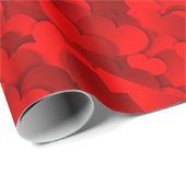 ブライトレッドブルゴーニュハートバレンタインラッピング紙 ラッピングペーパー (ロールコーナー)