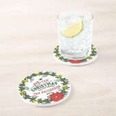 ブライトレッドポインセティアクリスマスファミリーリース コースター (側面)