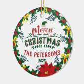 ブライトレッドポインセティアクリスマスファミリーリース セラミックオーナメント (左)