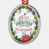 ブライトレッドポインセティアクリスマスファミリーリース メタルオーナメント (左)