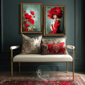 ブライトレッドポピーターコイズティール（緑がかった色） 薄葉紙