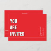 ブライトレッドミニマル教会招待状 (正面/裏面)