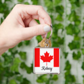 ブライトレッドメープルリーフカナダ国旗の名前をカスタムする キーホルダー (手)