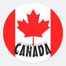 ブライトレッドメープルリーフカナダ国旗 ラウンドシール