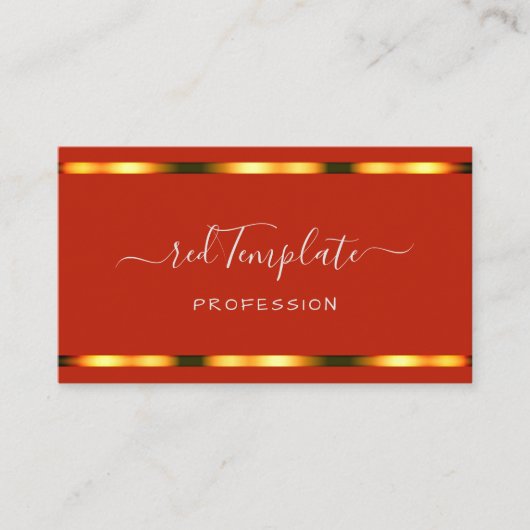 ブライトレッドラグジュアリーシグネチャーハンドレタリングフォント 名刺 (正面)