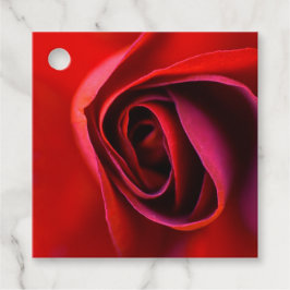 ブライトレッドローズプリントメッセージカード フェイバータグ