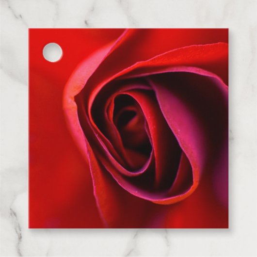 ブライトレッドローズプリントメッセージカード フェイバータグ (正面)