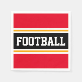 ブライトレッド白黒イエローサッカーストライプ選手 スタンダードカクテルナプキン