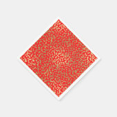 ブライトレッド&金ゴールドドット紙吹雪グエレガントラム スタンダードカクテルナプキン (角)
