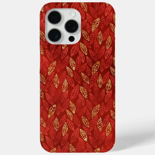 ブライトレッド&金ゴールド秋紅葉 Case-Mate iPhoneケース (裏面)