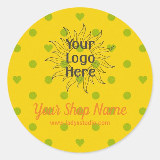 ブライトレトロサマードットラウンドステッカー ラウンドシール (正面)