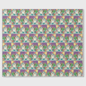 ブライトレトロサンタクロースのヴィンテージクリスマス ラッピングペーパー (フラット)