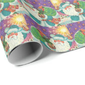 ブライトレトロサンタクロースのヴィンテージクリスマス ラッピングペーパー (ロールコーナー)