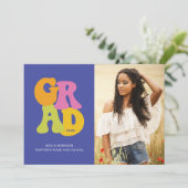 ブライトレトロデザイン2023写真卒業パーティー 招待状 (スタンド正面)