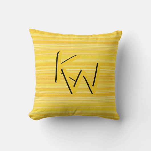 ブライトレモンイエローパターンおもしろいモノグラム クッション (正面)