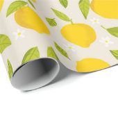ブライトレモンパターン – フレッシュイエローシトラスフルーツ ラッピングペーパー (ロールコーナー)