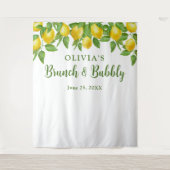 ブライトレモンブライダルシャワーフォトブース背景 タペストリー (正面)