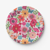 ブライトワイルドフラワーパターンブライダルシャワー ペーパープレート (正面)