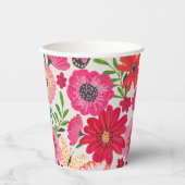 ブライトワイルドフラワーパターンブライダルシャワー 紙コップ (正面)