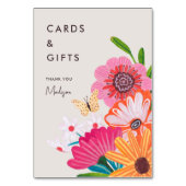 ブライトワイルドフラワーブライダルシャワーカード&ギフトサイン テーブルナンバー (正面)