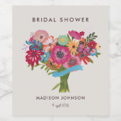 ブライトワイルドフラワーブライダルシャワーパーティー ワインラベル (シングルラベル)