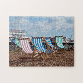 ブライトンのビーチのデッキチェア ジグソーパズル