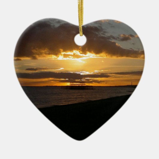 ブライトンのビーチの日没 セラミックオーナメント (正面)