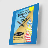 ブライトンアンドホーヴトレイントラベルビーチアート スクエア壁時計 (傾斜)