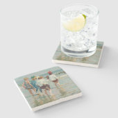 ブライトンビーチの夏の日(by E.H. Potthast) ストーンコースター (横)