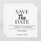 ブライトンモダンフォント日付のカー結婚ドを保存 セーブザデート (正面/裏面)