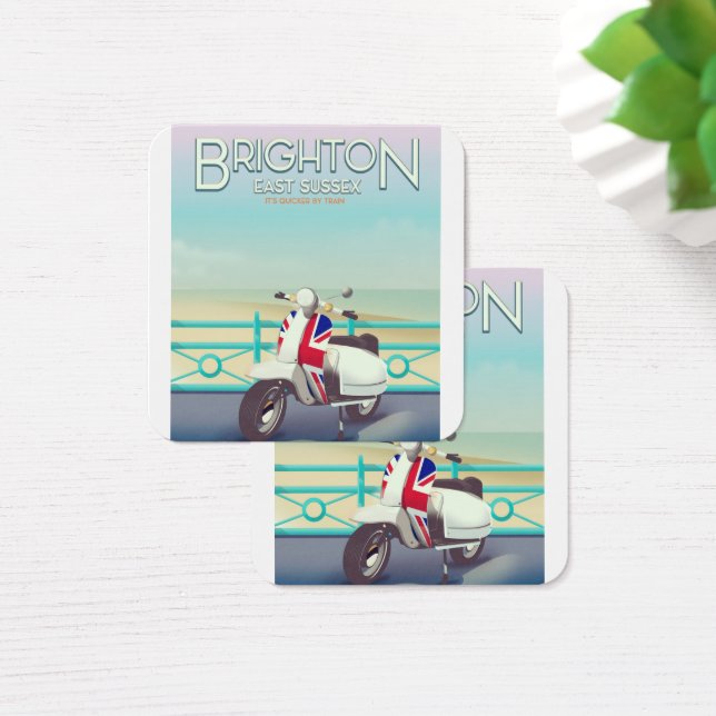ブライトンヴィンテージユニオンジャックスクーター旅行ポスター (デスク)