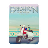 ブライトンヴィンテージユニオンジャックスクーター旅行ポスター マグネット (縦)