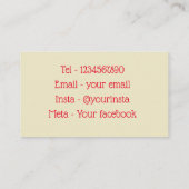 ブライトヴィンテージタロットタトゥービジネスカード 名刺 (裏面)