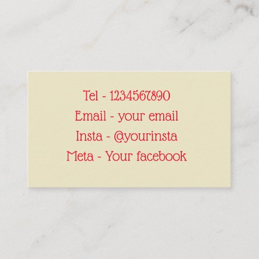 ブライトヴィンテージタロットタトゥービジネスカード 名刺 (裏面)