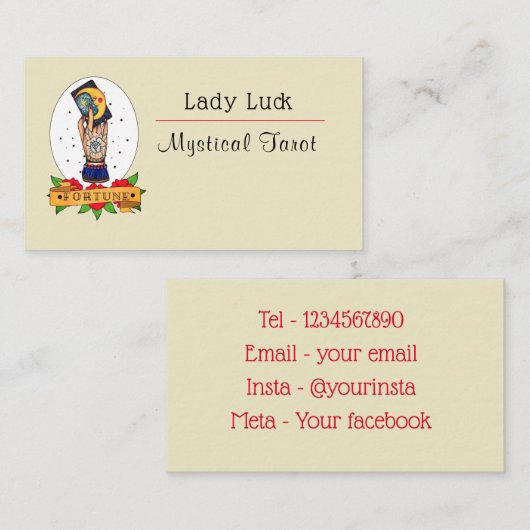 ブライトヴィンテージタロットタトゥービジネスカード 名刺 (正面/裏面)